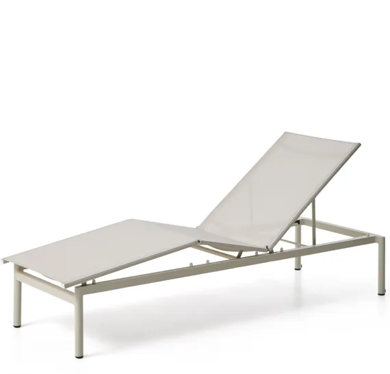 Шезлонг Lesina из серо-коричневого алюминия и текстиля цвета экрю