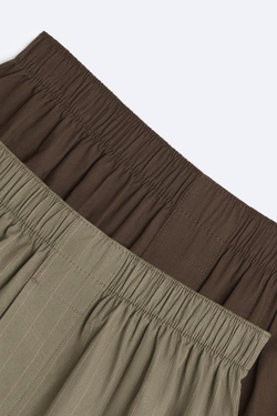 ZARA НАБОР ИЗ ДВУХ ТРУСОВ-БОКСЕРОВ ИЗ ПОПЛИНА В КОНТРАСТНУЮ ПОЛОСКУ, РАЗНОЦВЕТНЫЙ