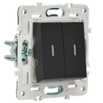 SKANDY Выключатель 2-клавишный с индикацией 10А SK-V09Bl черный IEK