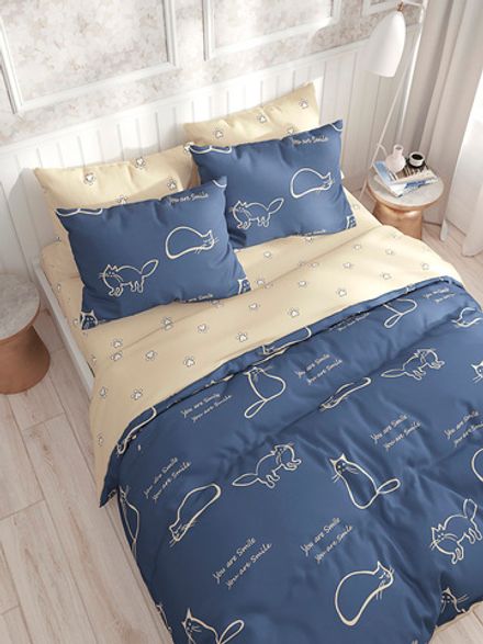 Пододеяльник Сказка "Котики/Котики (компаньон)" 2-сп 175х215 см на молнии , перкаль