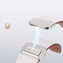 Ремешок из натуральной кожи белого цвета от Dux Ducis для смарт часов Samsung Galaxy Watch 3, 4, 5, 6 и 7 (размер крепления 20мм), серия YA Series