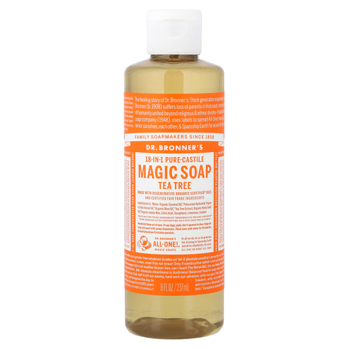 Dr. Bronner's, кастильское мыло 18 в 1, конопля и чайное дерево, 237 мл (8 жидк. унций)