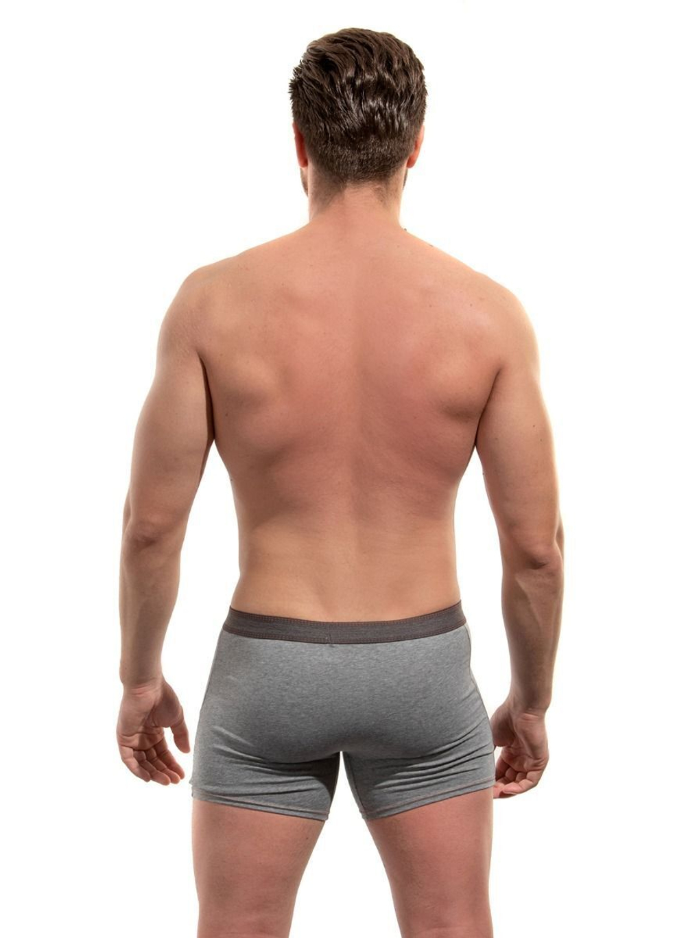 Облегающие хлопковые трусы-боксеры (Размер: XXL) (Цвет: серый меланж)