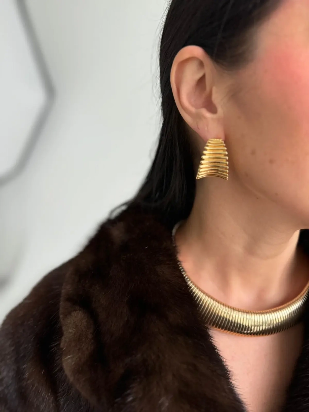 Серьги Golden Oval Lines