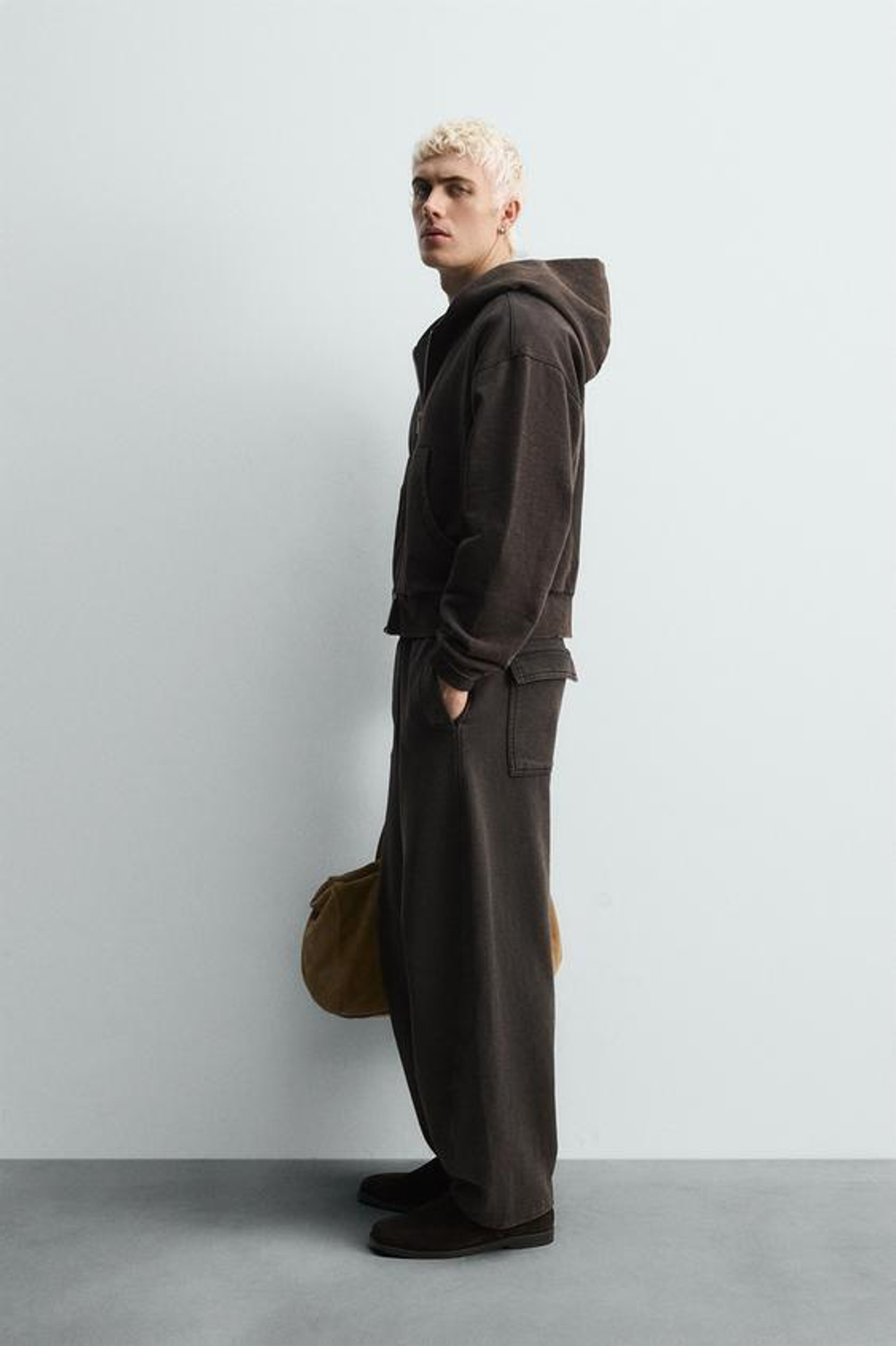 ZARA БРЮКИ-ДЖОГГЕРЫ BALLOON FIT, КОРИЧНЕВЫЙ