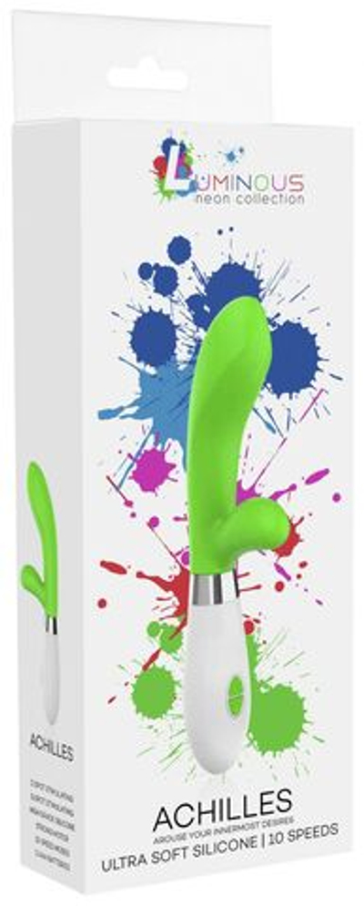 Зеленый вибратор-кролик Achilles - 21 см. (Цвет: зеленый)