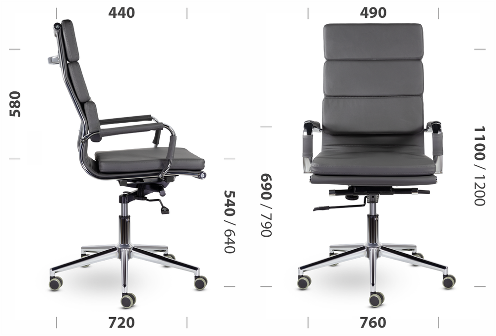 Кресло Кайман Трио СН-303 Софт, высокая спинка, хром, экокожа Santorini