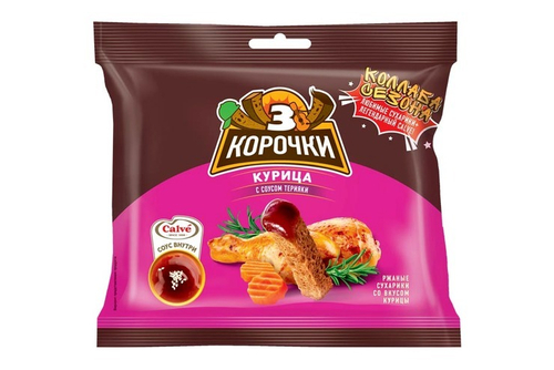 3 Корочки Сухарики со Вкусом "Курица" +  Соус Терияки 60гр