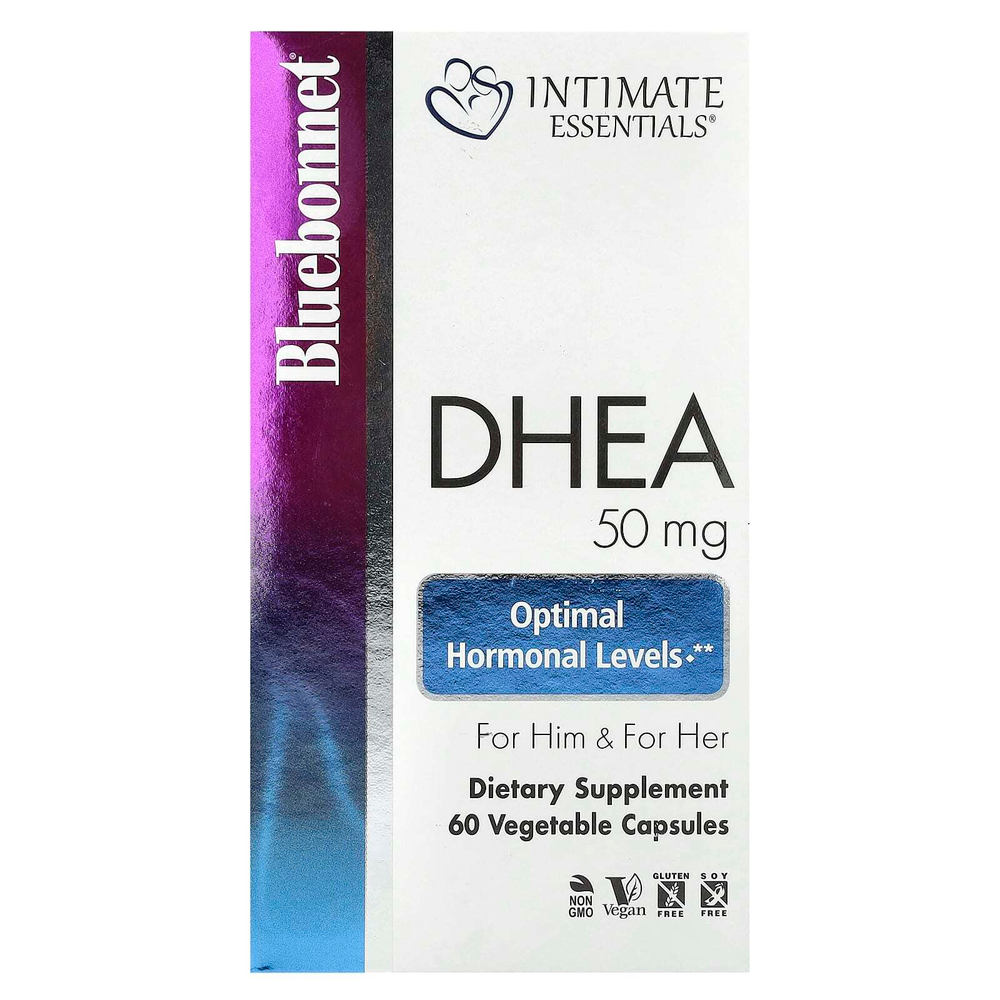 Bluebonnet Nutrition, Intimate Essentials®, ДГЭА, для мужчин и женщин, 50 мг, 60 растительных капсул