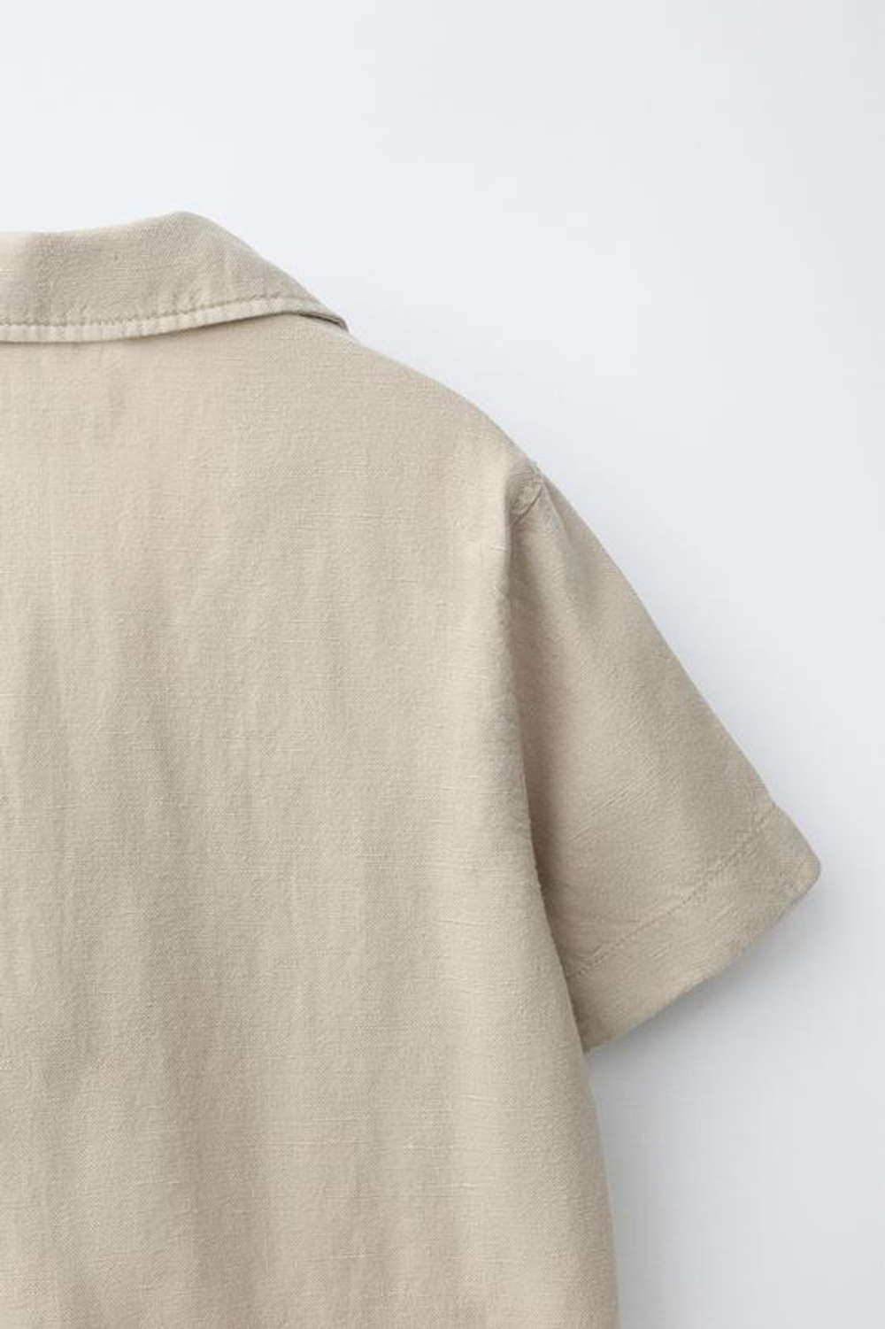 ZARA ЛЬНЯНАЯ РУБАШКА С КАРМАНОМ, ПЕСОЧНЫЙ