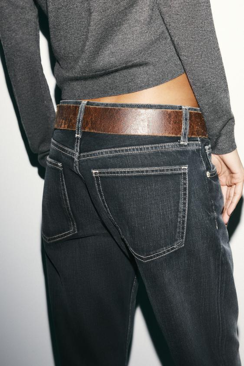 ZARA ДЖИНСЫ TRF WIDE LEG С НИЗКОЙ ПОСАДКОЙ, ЦВЕТ НОЧНОГО НЕБА