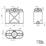 Емкость танк 500 л Политим 500 л. прямоугольный (1220x575x1038см;синий) - арт.560724