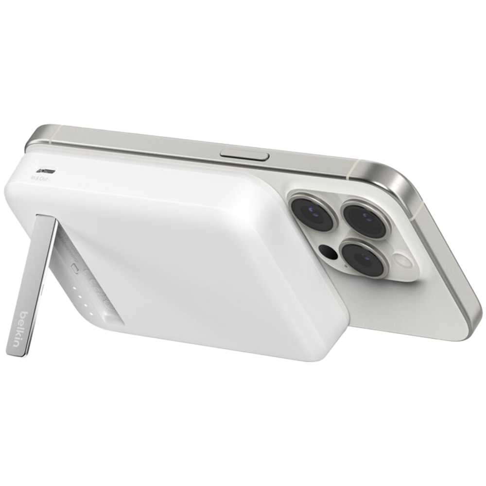 BELKIN 8k Qi2 MagSafe Compatible Powerbank with Kickstand, White