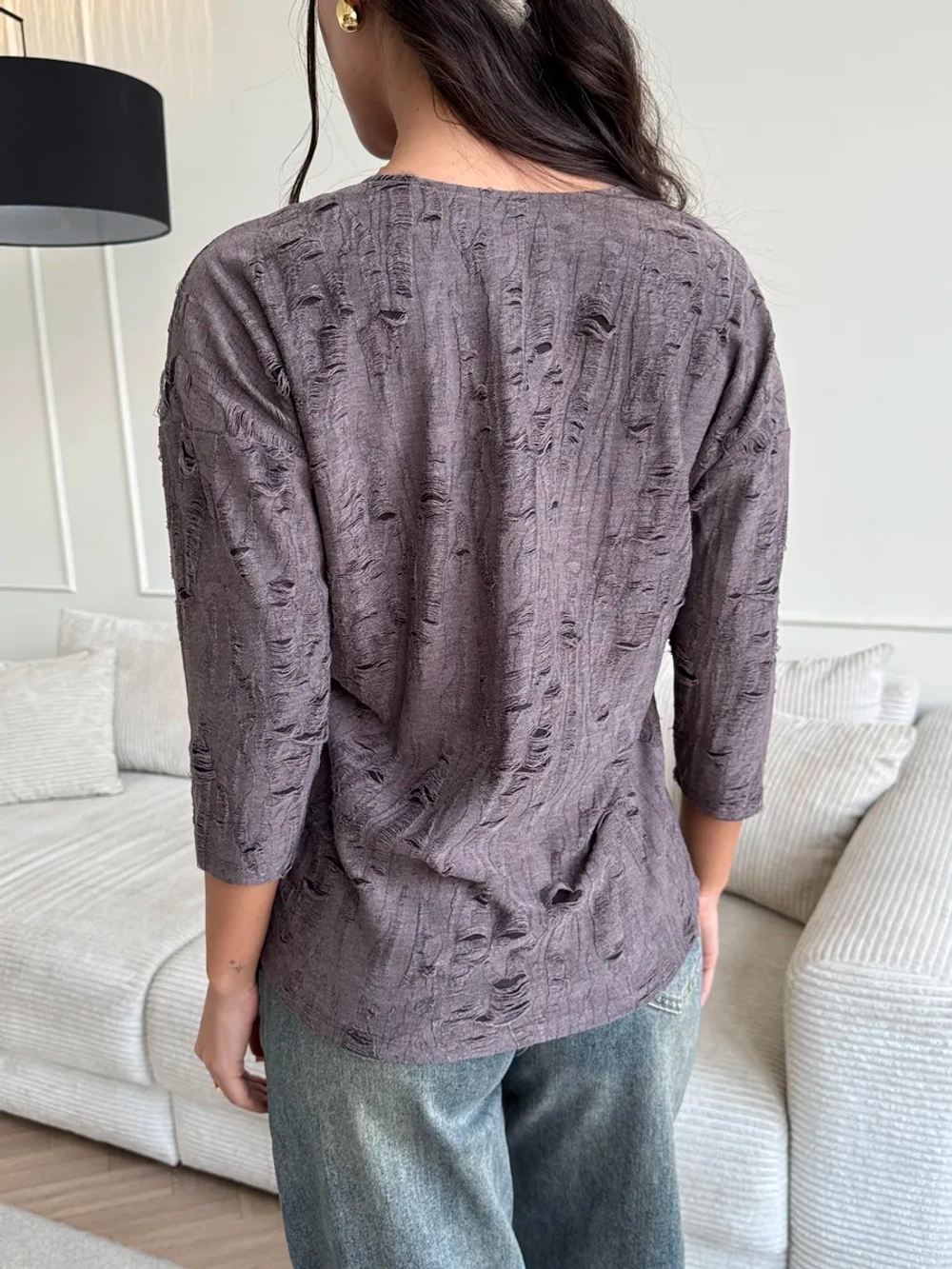 Блузка нарядная трикотажная офисная рукав 3 4