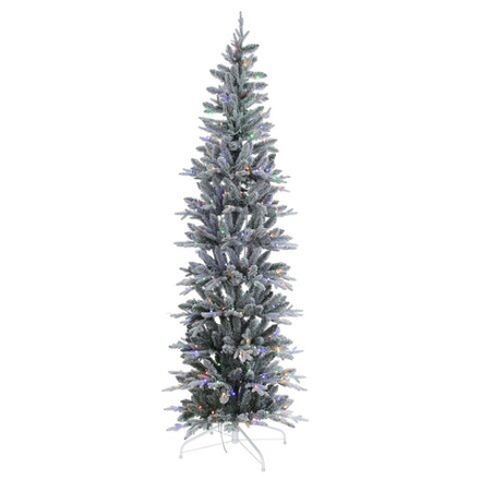 GAEM Ёлка искусств с подсвет (бел флок), L55 W55 H210 см, 300 LED, тепл бел+м/цв, 8 реж, от сети, провод