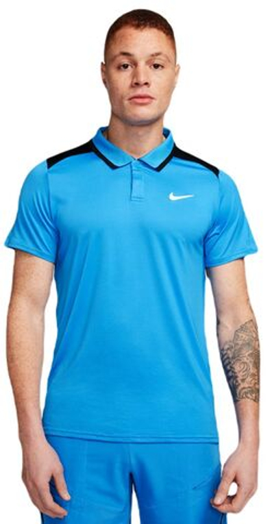 Мужское теннисное поло Nike Court Dri-Fit Advantage Polo - light photo blue/black/white