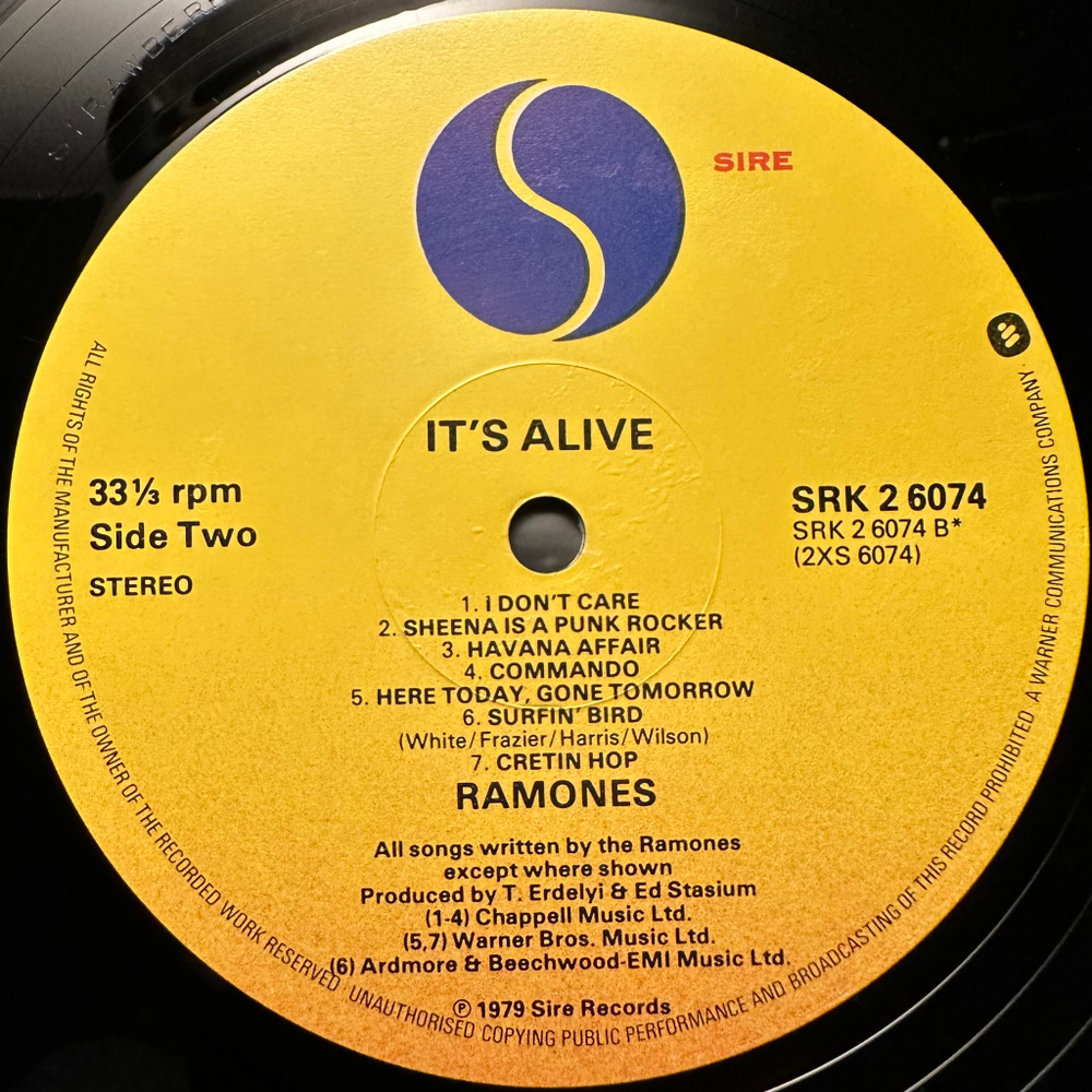 Ramones - It's Alive 2LP (Англия 1979г.)