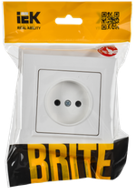 BRITE Розетка 1-местная без заземления без защитных шторок 10А в сборе РСР10-1-0-БрАБ арктический белый IEK