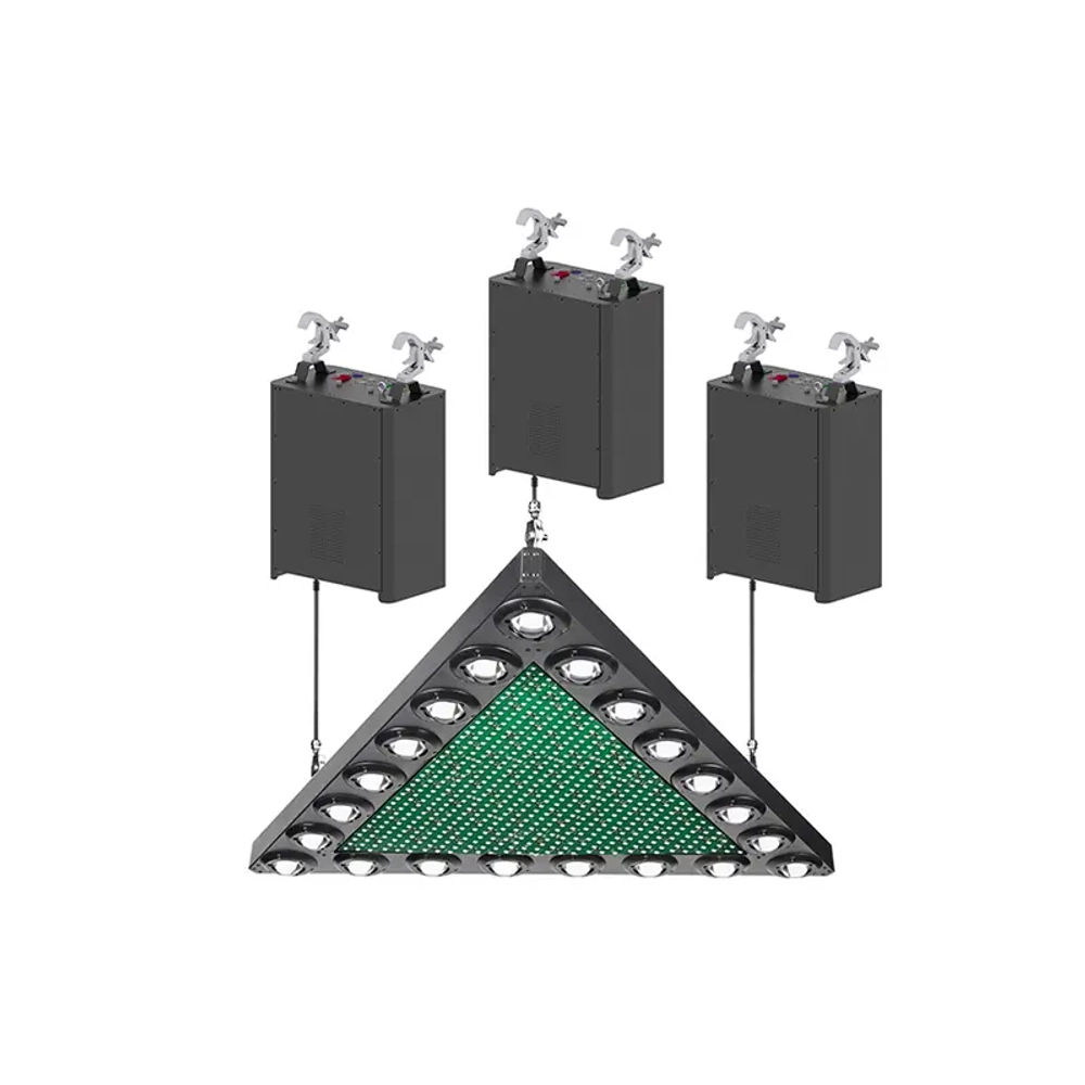 Kinetic Triangle 90 см — кинетический треугольник с тремя лебёдками и RGBW LED