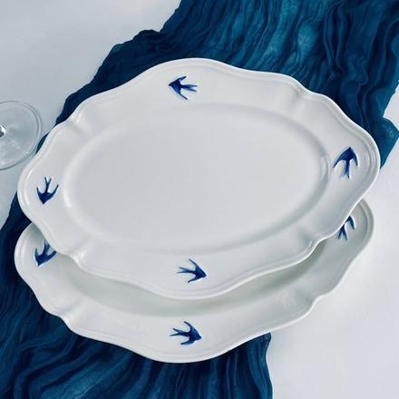Lenardi 164-152 Набор из 2 овальных блюд 30,5см ЛАСТОЧКИ в под.уп.(х12)Фарфор