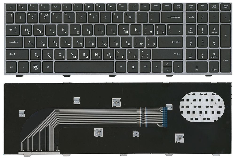 Клавиатура для ноутбука HP ProBook 4540S 4545S черная с серой рамкой