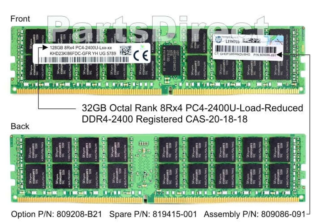 Модуль памяти HPE 809086-091 HP 128-GB (1x128GB) SDRAM LRDIMM
