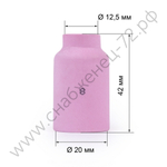 Varteg Сопло керам. 12,5мм №8 газ.линза (701.0424/ТС0035, 42мм, пр-во FoxWeld/КНР)