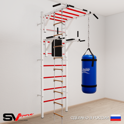 Шведская стенка Sv Sport усиленная 6422 (Турник рукоход/Брусья/Лестница/Цепь/Мешок 22кг)