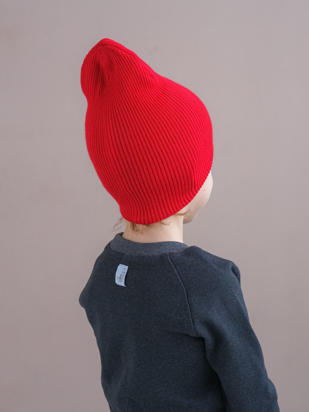 Шапка вязаная хлопковая ТВИНС(Джинс, красный)