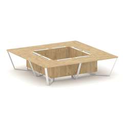 Steel Meet Стол переговорный квадратный KDK-PR.B.SP-16K Тиквуд Светлый/Металл Белый 3200*3200*750