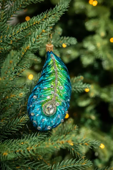 Елочное украшение Перо, стекло, 12,5 см., 1 шт., Витус (59159)