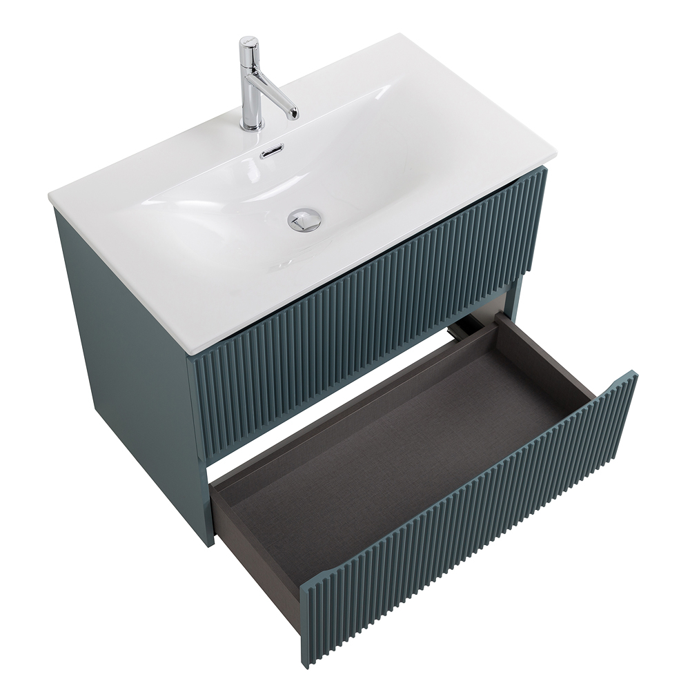 Тумба с раковиной подвесная BelBagno UNO-800-2C-SO-AO Голубой матовый, раковина белая BB-8099-80