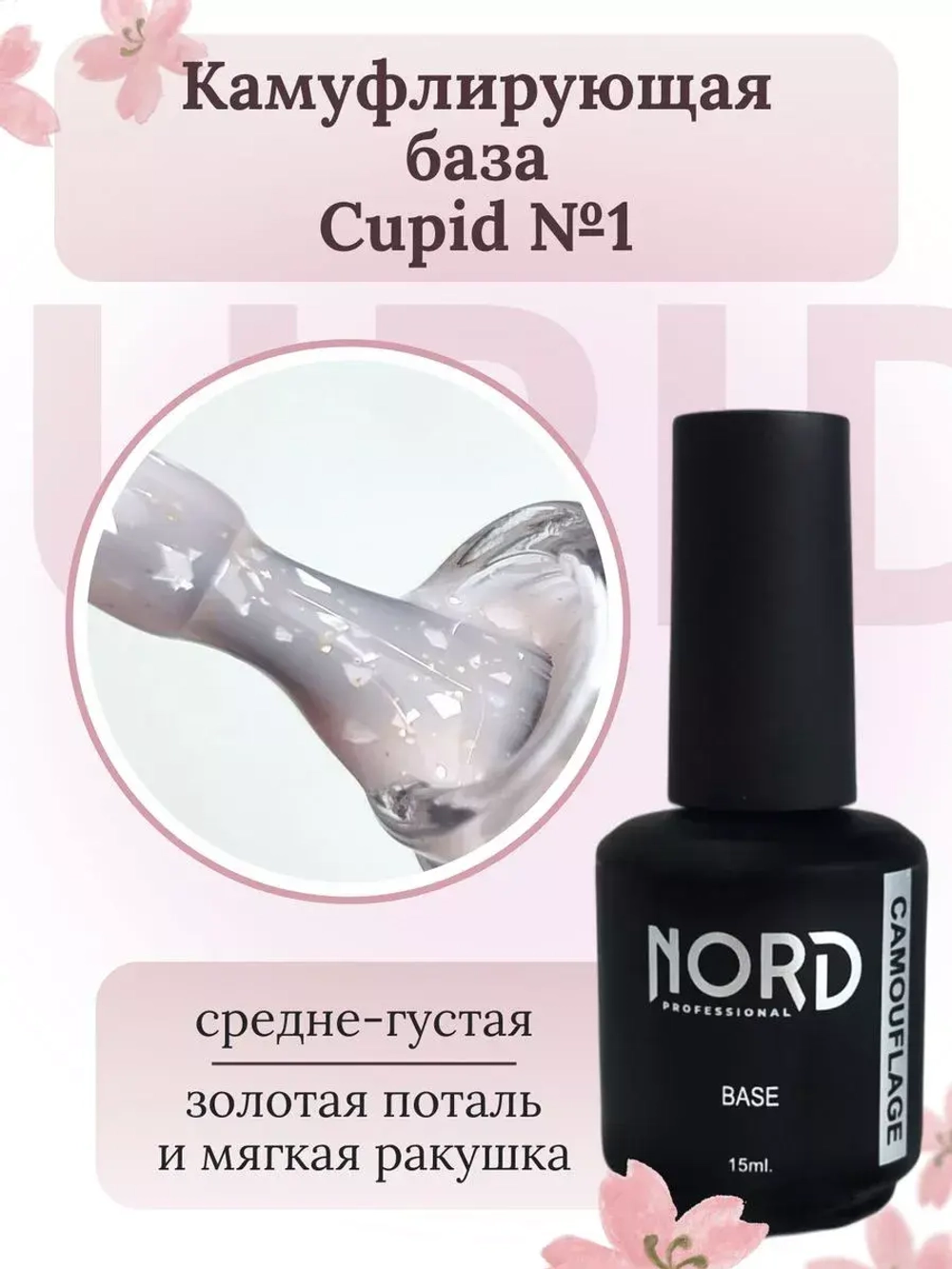 База Cupid №1 Розовые щечки 15мл со слюдой и золотой поталью