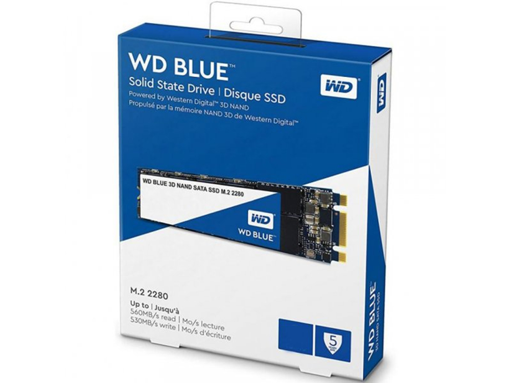 SSD накопитель Western Digital WD Blue 500ГБ, M.2 2280, SATA III, [WDS500G2B0B]