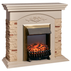 Электрокамин RealFlame Neapolis WT айвори с очагом Fobos Lux Brass