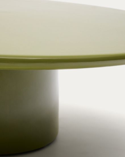 Журнальный столик Albanella из цемента с глянцевой зелёной отделкой Ø110 см
