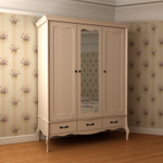 Шкаф 3х дверный с зеркалом «Прованс» бежевый воск