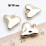 Подвеска Сердце, цвет золото, размер 18*19 мм, цена за 1 шт