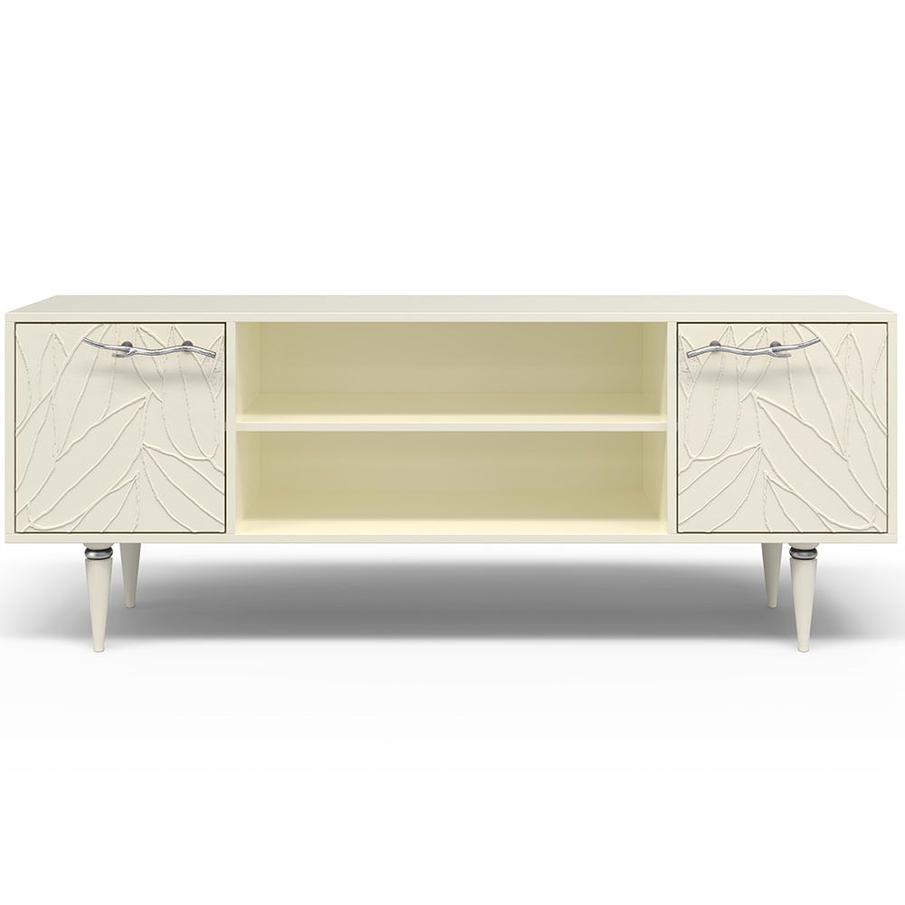 Тумба под ТВ Арт Колор leaves 155см Классик Сильвер Кремовый белый