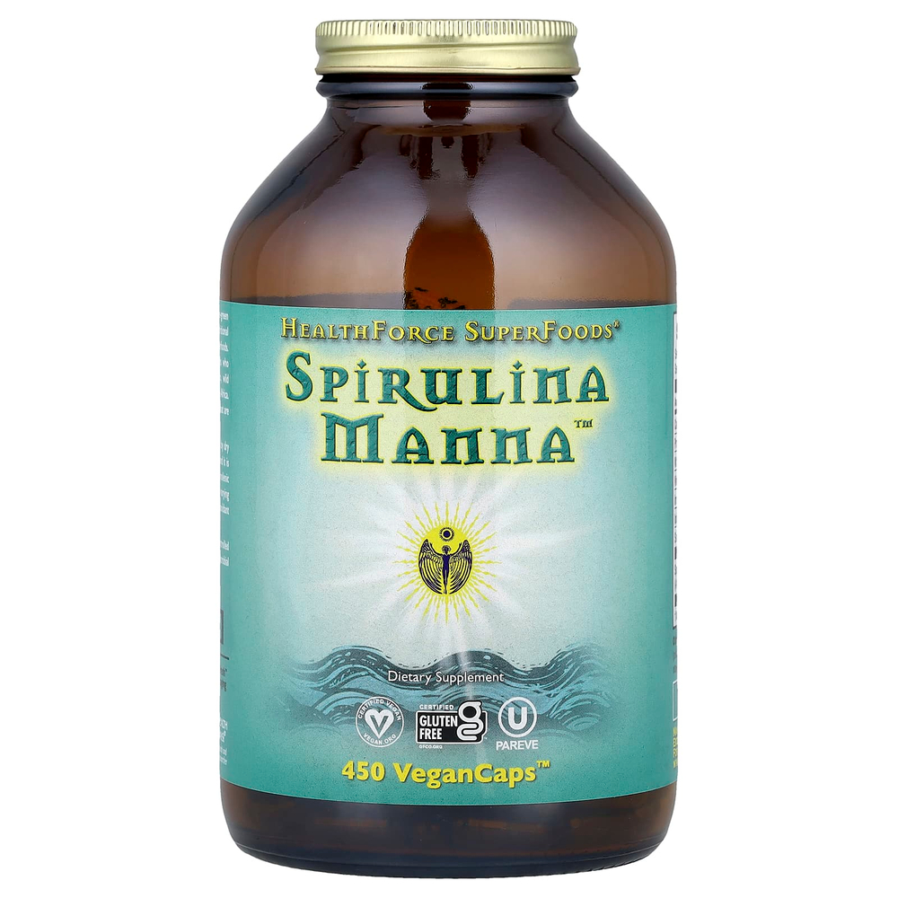 HealthForce Superfoods, Спирулина манна, 450 веганских капсул