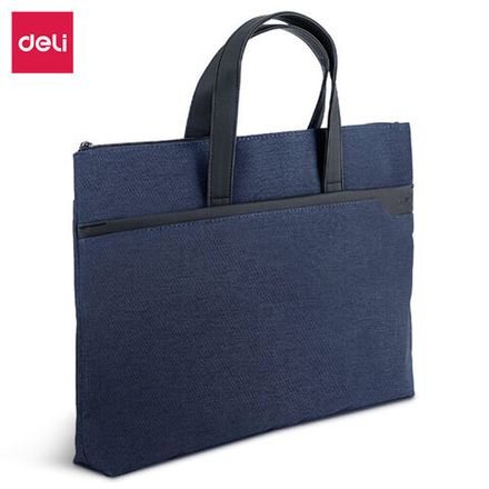 Папка-портфель Deli, 1 отделений, терилен ткань, на молнии, синяя