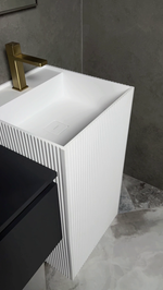 Раковина напольная рифленая Cube Corian 480*480*850 Matt White