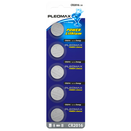 Батарейки Pleomax CR2016-5BL Lithium