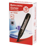 Маркер перманентный BRAUBERG "Classic" черный круглый наконечник 3 мм с клипом (20 штук в упаковке)