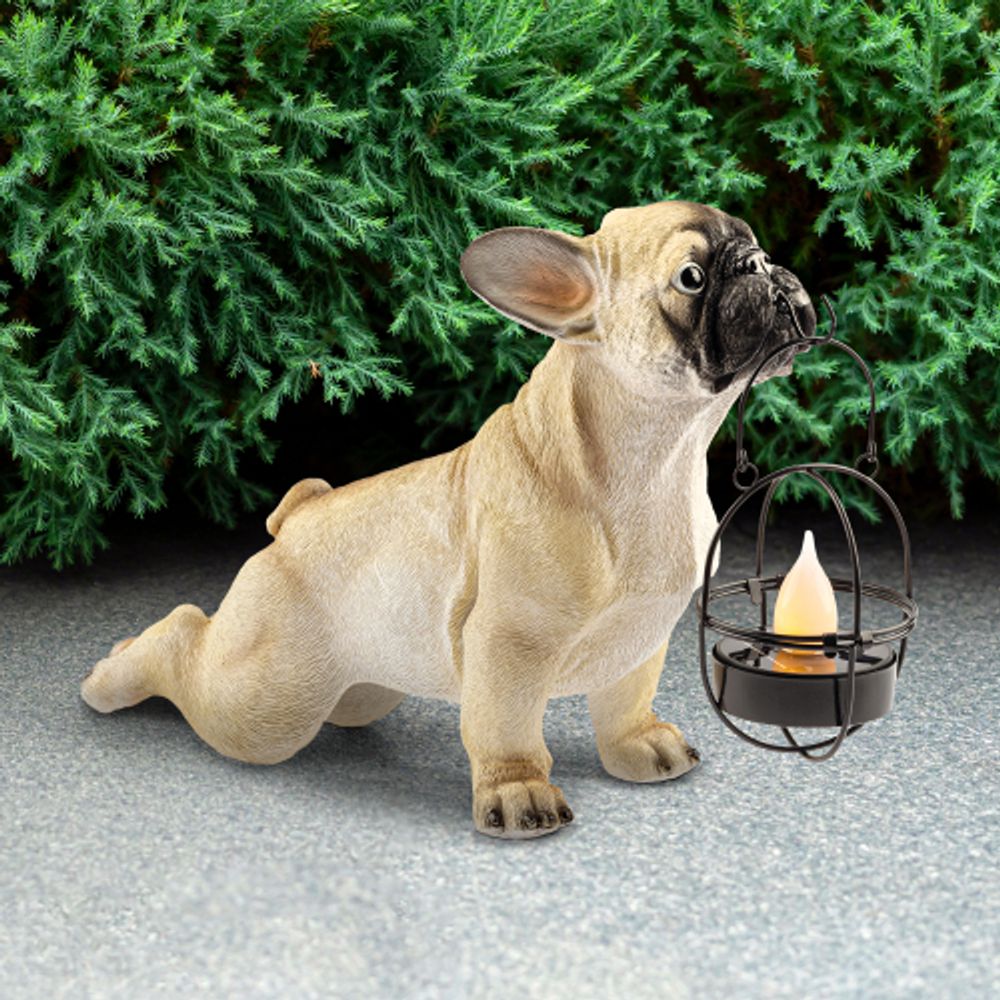 Садовая фигура ЭРА ERASF22-04 из полистоуна Французский бульдог 33 см | Садовые декоративные светильники