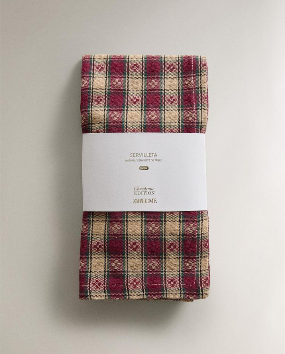 ZARA HOME КУХОННЫЕ ПОЛОТЕНЦА В КЛЕТКУ (НАБОР ИЗ 2 ШТ.), ТЕМНО-КРАСНЫЙ