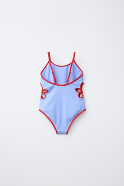 ZARA КУПАЛЬНИК С КОНТРАСТНЫМИ ЦВЕТНЫМИ ВЫРЕЗАМИ, СИНИЙ