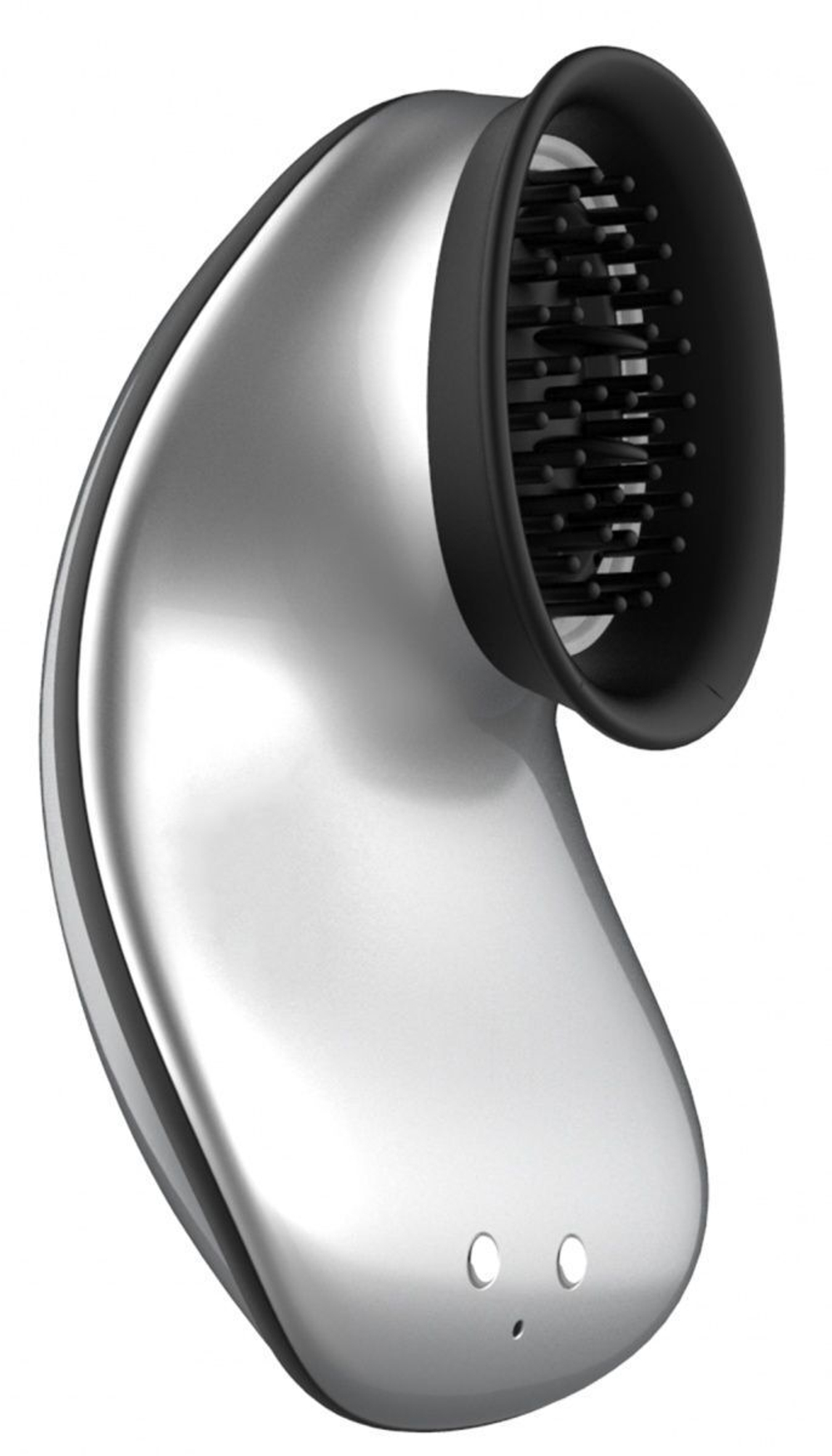 Серебристый вибромассажер Twitch Hands с вакуумным эффектом (Цвет: серебристый)