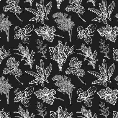 Итальянские травы,специи и приправы. Монохромный узор