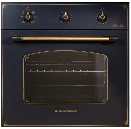Электрический духовой шкаф Electronicsdeluxe 6006.03-009 (черное,ручки латунь)